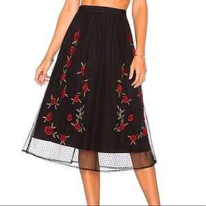 Lovers + Friends Sebastian Roses Midi Skirt S